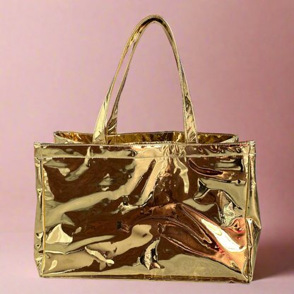 golden tote bag large